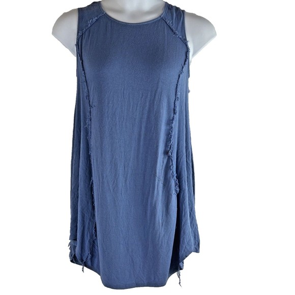 Altar'd State Womens Medium Sleeveless Mini Shift Dress Raw Reversed Hem Tunic‎ - Picture 1 of 8